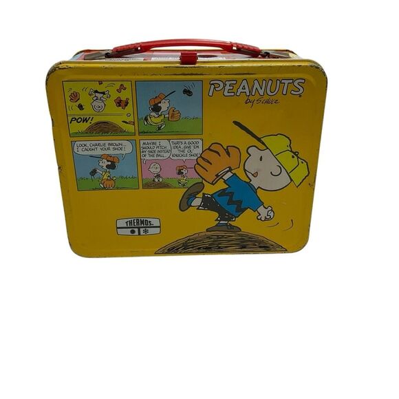 Vintage Peanuts Snoopy Charlie Brown 1960’s Metal Lunchbox and Thermos by Thermo - Picture 2 of 15